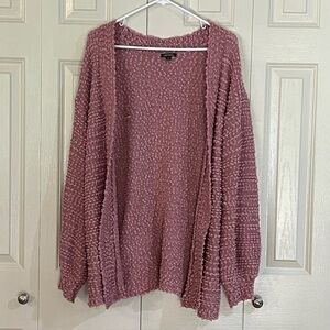 Wild Fable Sweater Open Cardigan Size Medium Popcorn Dusty Pink  Long Sleeve